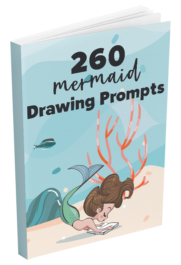 A mock up of a the 260 mermaid drawing prompts book